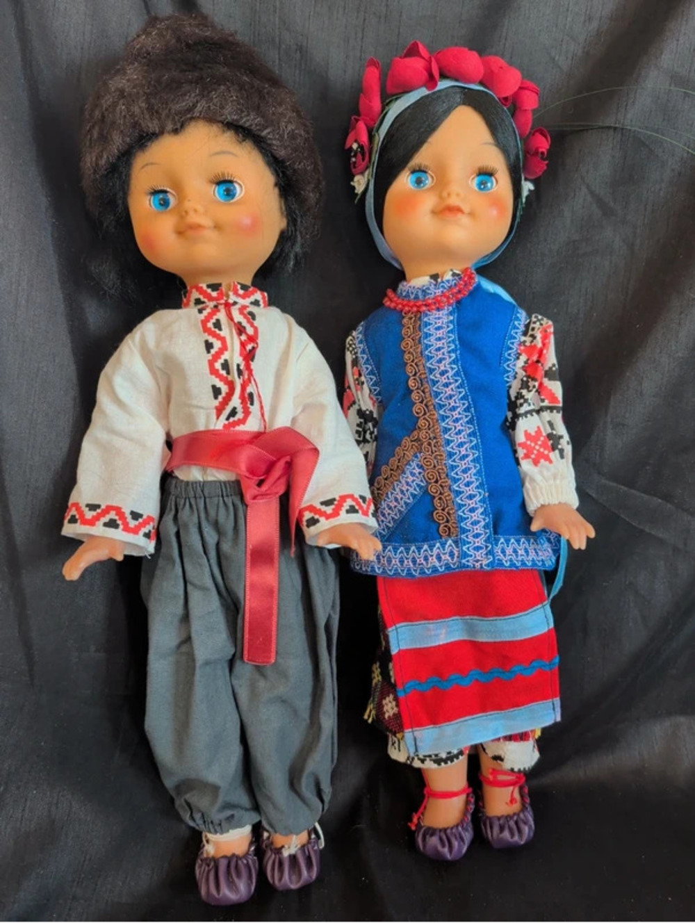 vintage Soviet-era folk dolls traditional Ukrainian attire